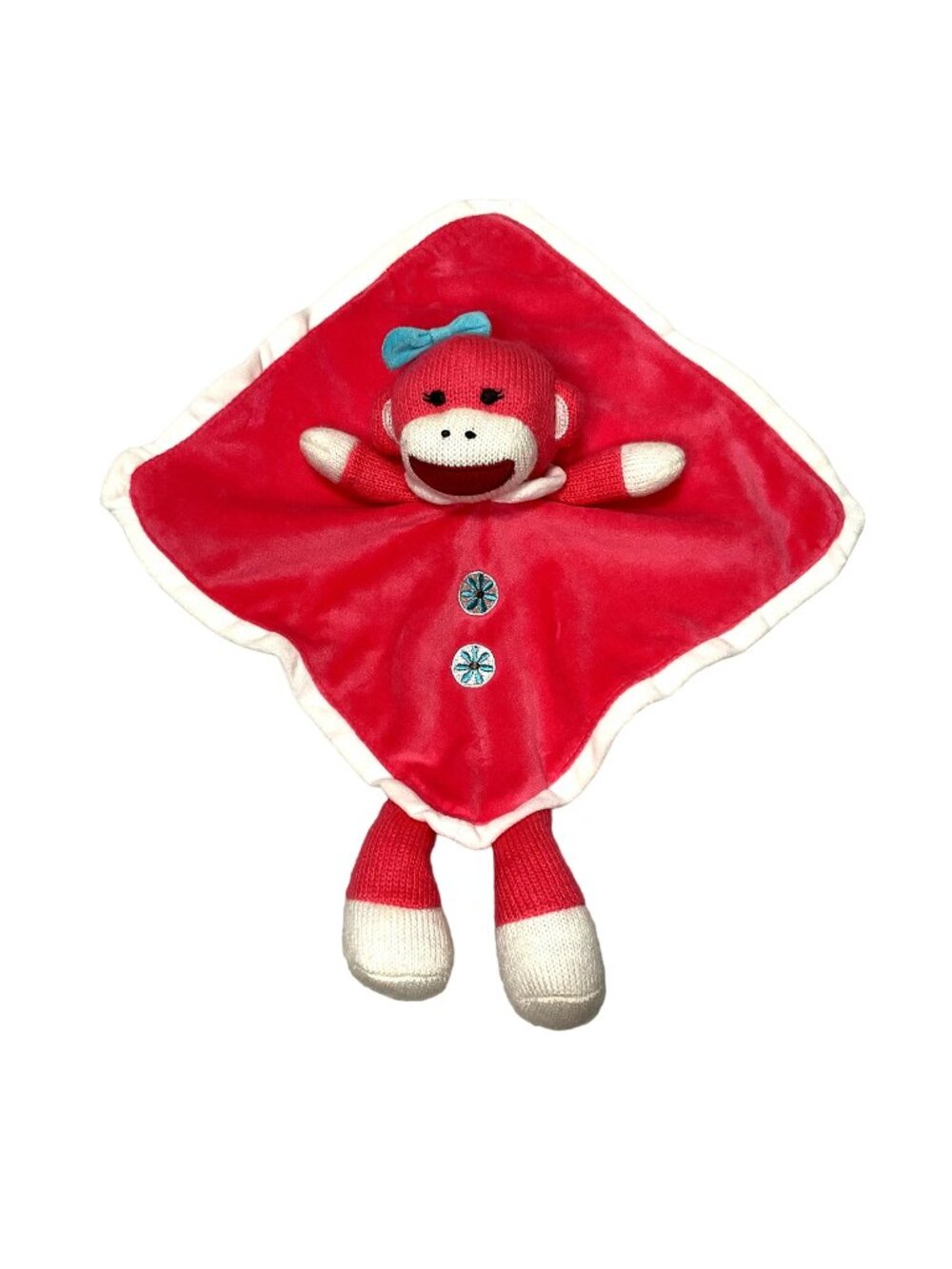 Baby Starters Sock Monkey Lovey Security Blanket Pink Rattle Plush Stuffed Anima